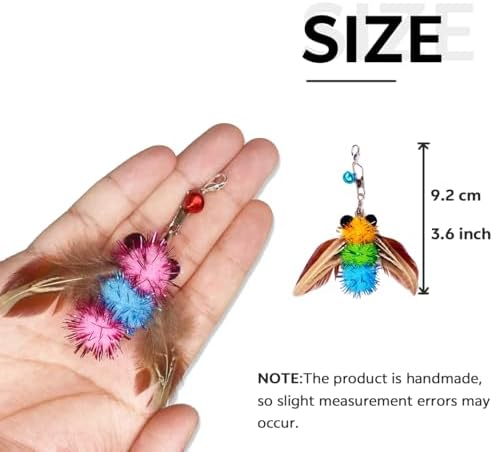 Cat Feather Toys,6 Pcs Coloful Artificial Insects Bees Refills,Cat Wand Attachment Toys for Kitten Cats Wand(6Pcs Bees - Image 4