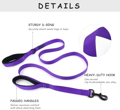 Wagtime Club Heavy Duty Double Handle Dog Leash for Large Medium Small Dogs - Image 2