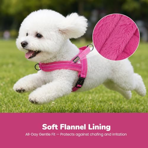 Didog No Pull Dog Harness for Small Dogs, Soft Flannel Padded, Hot Pink, XS - Image 2