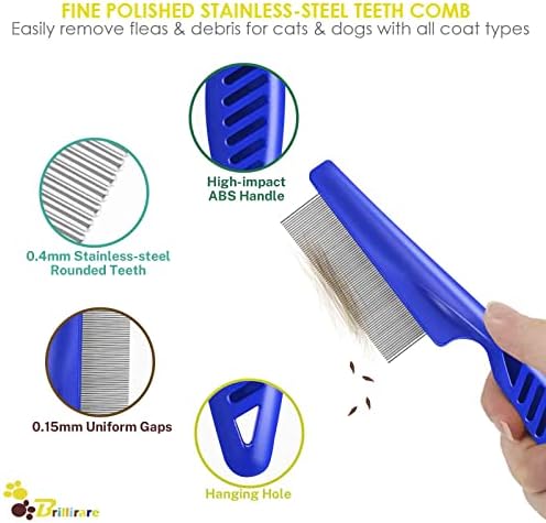 4 Pack Flea Lice Comb, Stainless Steel Dog Cat Grooming Combs with Rounded Teeth, Double Sided Professional Pet Tear Stain Remover, Dematting Tool for Small, Medium & Large Pets - Image 2
