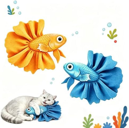 Catnip Cat Toys, 2-Pack Catnip Toys for Cats, Soft and Durable with Catnip, Interactive Kitten Toys for Indoor Cats, Fish Shape（ Blue & Yellow） by Unknown