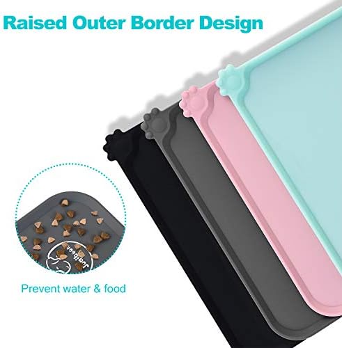 Silicone Waterproof Dog Cat Pet Feeding Mats, Non Slip, Easy Clean Pet Dog Cat Bowl Mats Placemat (28" x 24") Grey - Image 4
