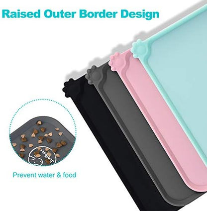 Silicone Waterproof Dog Cat Pet Feeding Mats, Non Slip, Easy Clean Pet Dog Cat Bowl Mats Placemat (28" x 24") Grey - Image 4