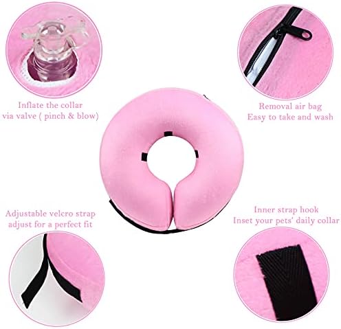 Inflatable Dog Cone Collar for After Surgery, Doggie Neck Blow up Donut Recovery ECollar, Soft Adjustable Dog Cone for Small Medium Large Dogs and Cats - Image 3