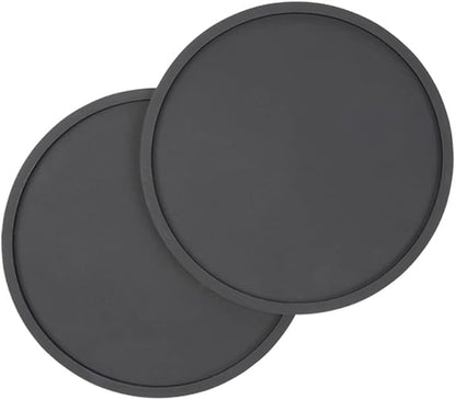 Waggo Habit Silicone Dog Placemat – Set of 2 Modern Heavyweight Silicone Dog Food Mats, Dishwasher Safe, Non-Slip, Solid Color – Black (Medium, 7")
