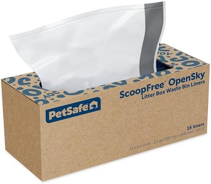 PetSafe Waste Bin Liners – Drawstring Liners for ScoopFree OpenSky Litter Box – Easy Cleanup, 15 Count by PetSafe