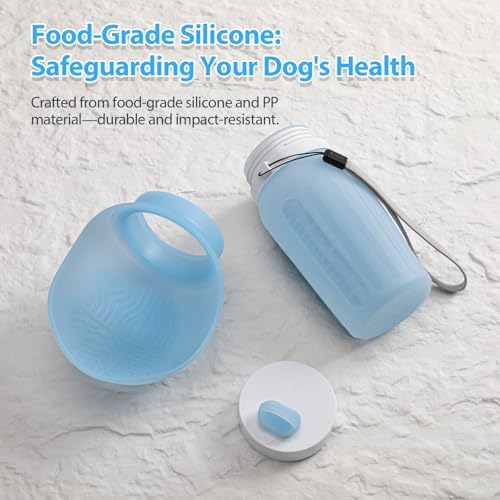 Portable Dog Water Bottle, Leak Proof Collapsible Water Bottles Lightweight Dog Water Bottle Suitable for Pets Outdoor Walking, Hiking, Travel, Camping (Light Blue, 20.9, Ounces) - Image 6