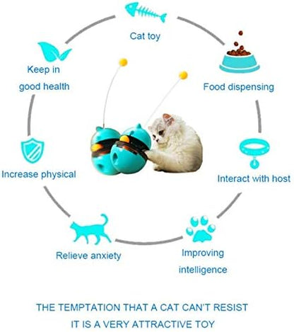 SUJAYU Cat Toy Funny Tumbler Interactive Ball, Treat Dispenser Automatic No-Electronic Move, More Exercise for Indoor Cats Kittens, Cat Self-Play IQ Traning Treat Toy Ball, Blue - Image 5