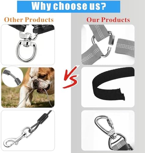Idepet Dog Seat Belt for Car Stainless Steel 3 in 1 Dog Seatbelt 2Pcs Black - Image 4