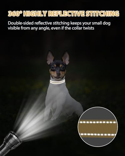 Joytale Feather-Light Puppy Collar for Extra Small Dogs, 3/8", Khaki - Image 5