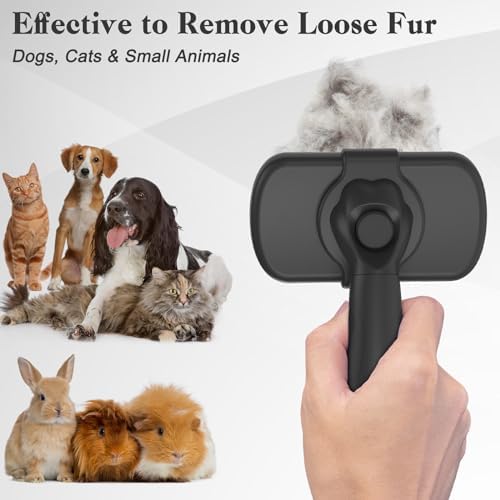 Swihauk Self Cleaning Slicker Brush for Dogs & Cats - Skin Friendly Deshedding and Grooming Brush for Haired Pets, Pet Supplies Accessory, Black - Image 6