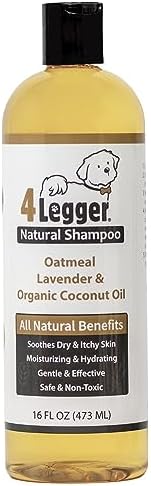 4Legger All Natural Organic Oatmeal Dog Shampoo for Itchy Skin with Aloe, Coconut & Lavender Essential Oil, Hypoallergenic, Moisturizing for Normal, Dry, Itchy, or Sensitive Skin, USA Made, 16 oz by 4Legger