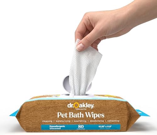 Dr. Oakley Extra Large Dog Bath Wipes Natural and Safe for Grooming Paws, Body and Butt Cleaning Deodorizing (Unscented) by Unknown