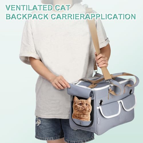 Cat Carrier for Pet, Adjustable Shoulder Strap, Breathable Dog Carrier Cat Carrying Case Animal Travel Bag Up to 16.5 lbs (Yellow), Intended for Hiking/Camping/Traveling - Image 6