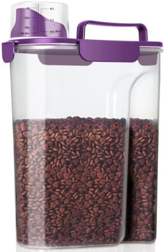 LEAWALK 5-7Lbs Airtight Pet Storage Container, Upgraded Large Nozzle With Handle Design For Cat Dog Bird Food and for Small Animal Kibble, Oatmeal, Rice, Flour, Brown Sugart-Deep Purple by LEAWALK