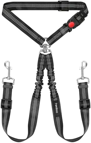 Pawaboo Dog Seat Belt for Car,Y Shape Two Dog Cars Harness for Cars Travel by Pawaboo
