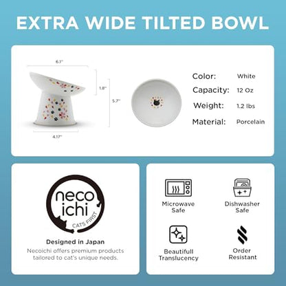 Necoichi Raised Cat Food Bowl, 15° Tilted (Sakura Floral, Extra Wide) - Image 4