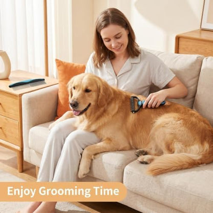 Dog Cat Grooming Brush Comb, 2-in-1 Deshedding Undercoat Rake - Image 3