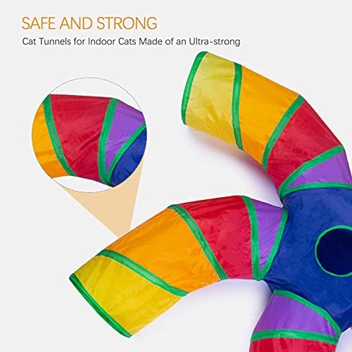 EGETOTA Cat Tunnel for Indoor Cats Large, with Play Ball S-Shape 5 Way Collapsible Interactive Peek Hole Pet Tube Toys, Puppy, Kitty, Kitten, Rabbit (Multicolor) - Image 5