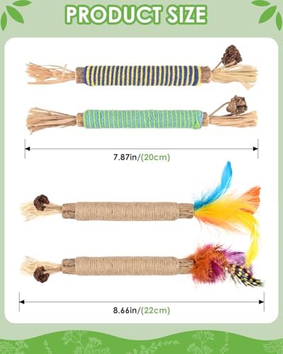 TINDTOP Catnip Chew Toys for Cats, 4 Pack Natural Silvervine Sticks for Kittens Teeth Cleaning, Matatabi Dental Care, Increase Appetite, Aggressive Chewers Cat Dental Toy - Image 4