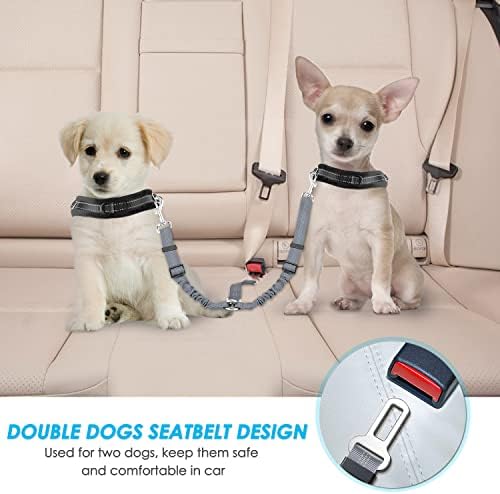 SlowTon Double Dog Seat Belt for Car with Elastic Bungee Buffer, Adjustable - Image 2