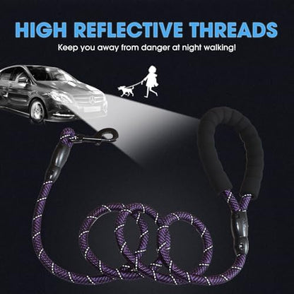 BAAPET 2/4/5/6 FT Dog Leash with Comfortable Padded Handle and Highly Reflective Threads for Small Medium and Large Dogs (5FT-1/2'', Black Purple) - Image 4