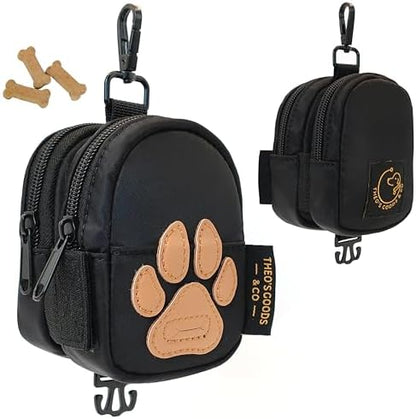Dog Poop Bag Holder for Leash Dog Treat Pouch, Cute Premium Double Sided Bag Dispenser with Clip Attachment, Outdoor Training and Hiking, Hands Free for Dog Walking, THEO'S GOODS & CO. by THEOSGOODSCO