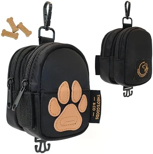 Dog Poop Bag Holder for Leash Dog Treat Pouch, Cute Premium Double Sided Bag Dispenser with Clip Attachment, Outdoor Training and Hiking, Hands Free for Dog Walking, THEO'S GOODS & CO. by THEOSGOODSCO