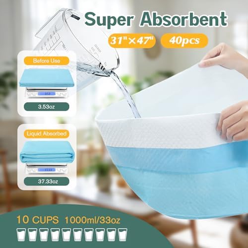 Large Puppy Pee Pads for Dogs 31" x 47" 40 Count, 6-Layer Leak-Proof XXXL Dog Pee Pads Extra Large, Super Absorbent Quick-Dry Thick Disposable Potty Training Pads - Image 3
