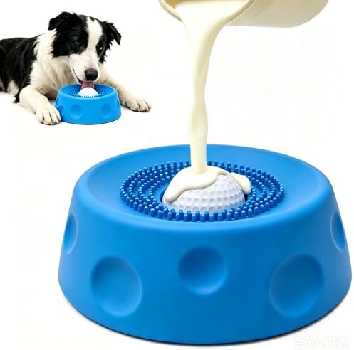 Dog Licking Bowl with Rolling Ball, Dog Lick Bowl, Slow Feeder Dog Bowls, Lick Mat for Dogs with Silicone BPA-Free Food-Grade Suction Base for Yogurt Bone Broth Peanut Butter by Unknown
