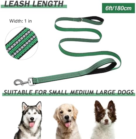Hikiko 6FT Dog Leash with 2 Padded Handles Reflective,Green - Image 6