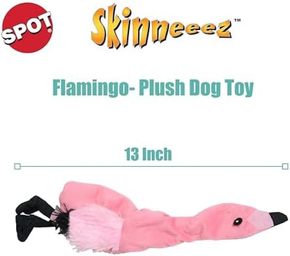 SPOT Skinneeez Flamingo 13 Inch Stuffing-Free Plush Squeaky Dog Toy – Soft Interactive Chew Toy for Small and Medium Dogs – Mess-Free Play for Light & Moderate Chewers - Image 2