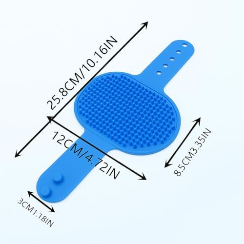 Silicone Pet Grooming Brush for Dogs & Cats – Soft Bath Brush, Gentle Deshedding & Massage Tool, Adjustable Hand Strap, Use Wet or Dry for Short & Long Hair Pets (Blue) - Image 6