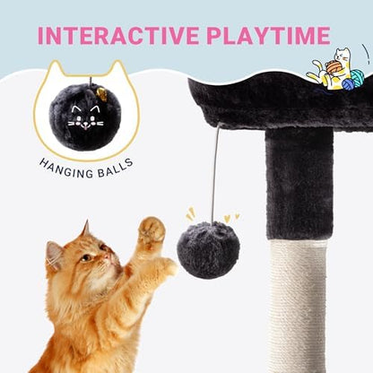Allewie 29 Inches Cat Tree Tower/Plush Perches Platform/Condo/House/Sisal Scratching Posts/Multi-Level Activity Center Furniture for Kittens/Dark Grey - Image 6