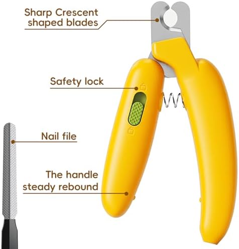 Dog Nail Clippers,Dog Nail Trimmers for Small Medium Dogs and Cats - Professional Grooming Tool with Safety Lock, Sharp Stainless Steel Blade Prevents Splitting，Includes Nail File (Yellow-mini) - Image 5