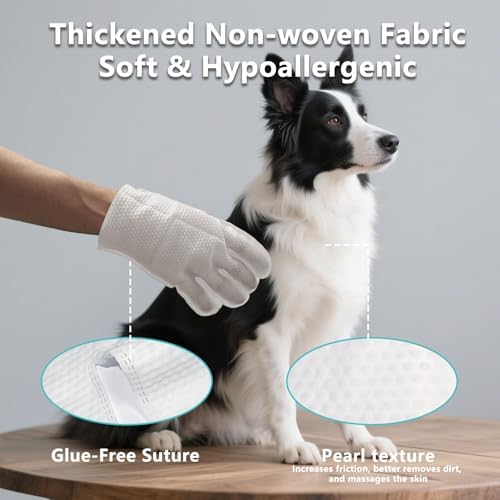 6PCS Unscented Extra Thick Pet Glove Wipes for Dogs & Cats, Dog Cat Washing Cleaning Gloves, Dog Grooming Bath Gloves for Daily Care and Traveling, Rinse Free - Image 5