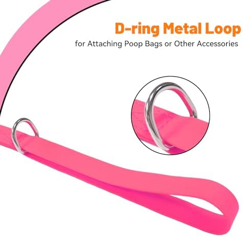 Waterproof Dog Leash, 5/6 FT Durable Odor-Proof Dog Leashes with Strong Metal Hooks Fits Small Medium or Large Dogs (Pink, 5FT - 3/4 inch Width) - Image 3
