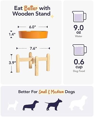 LE TAUCI Ceramic Slow Feed Dog Bowls, Elevated, Anti-Gulping, Non-Slip, 6 inch, Orange - Image 4