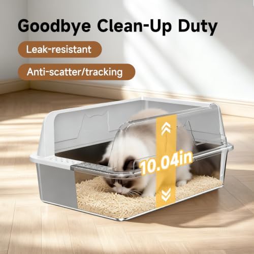 High-Sided Stainless Steel XL Cat Litter Box for Cats - Image 6