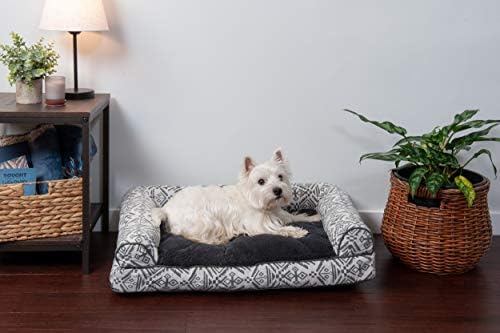 Furhaven Pillow Dog Bed for Medium/Small Dogs w/ Removable Bolsters & Washable Cover - Plush & Southwest Kilim Woven Decor Sofa - Boulder Gray, Medium - Image 3