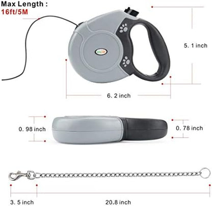Idepet Heavy Duty Retractable Dog Leash for Small and Medium Dogs, Anti-Chewing Steel Chain Design,360 DegreeTangle-Free,Break and Lock System,16ft Leash Dog Walking (Round Rope) - Image 3