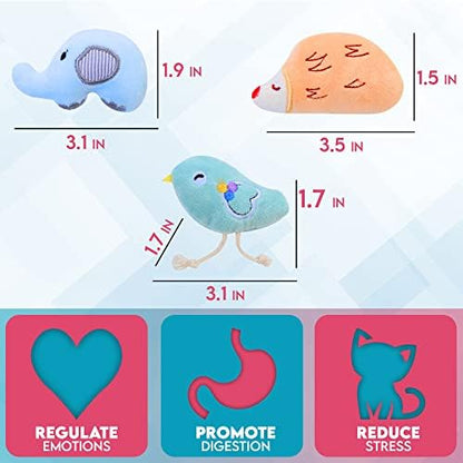 9 Pack Catnip Toys for Cats – Interactive Cat Toys for Indoor Cats & Kittens, Variety Bundle with Plush Animals & Catnip Balls, Fun Kitten Enrichment Toys Set - Image 3