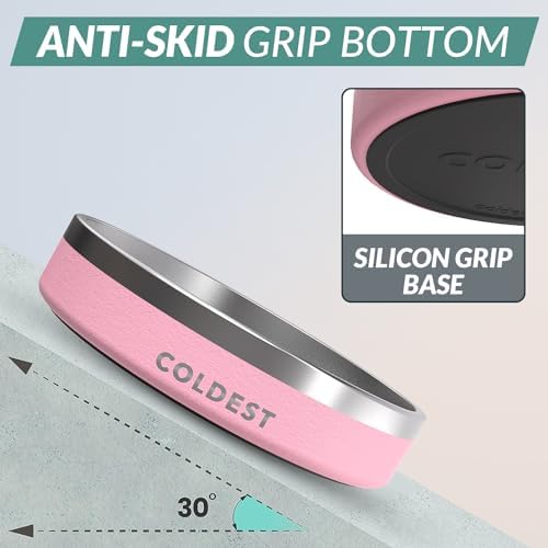 Coldest Dog Bowl - Anti Rust Metal, Non Slip, 3 Layers Insulated Stainless Steel Dog Bowls - Spill Proof & Heavy Duty - Water Bowl for Dogs, Cats & Pets, Dish Washer Safe (21 oz,Cotton Candy Pink) - Image 2