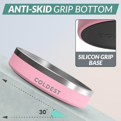 Coldest Dog Bowl - Anti Rust Metal, Non Slip, 3 Layers Insulated Stainless Steel Dog Bowls - Spill Proof & Heavy Duty - Water Bowl for Dogs, Cats & Pets, Dish Washer Safe (21 oz,Cotton Candy Pink) - Image 2