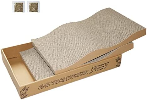 Cat Scratcher Pad Cardboard Scratch Box for Indoor Cats and Kittens by RUBMEOW