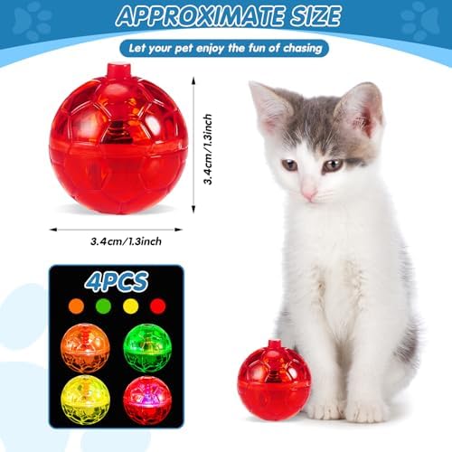 Frienda 4 Pcs Light up Cat Ball LED Motion Ghost Hunting Cat Ball, Classic - Image 2