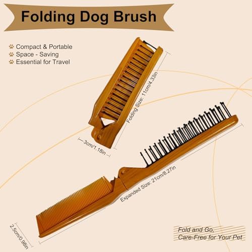Folding Small Dog Grooming Brush (Yellow) - Image 2