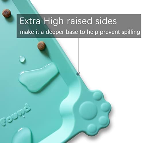 Hoki Found Large Silicone Non Slip Pet Food Mats - Tray for Dogs and Cats - Waterproof Feeding Mats - Cool Mint - Image 2