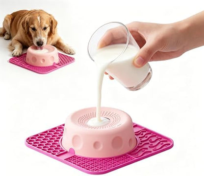 Slow Feeder Dog Bowls with Rolling Ball & Lick Mat for Dogs and Cats by Unknown