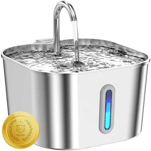 Lawfery Cat Water Fountain Stainless Steel, 74oz/2.2L Pet Fountain by Lawfery